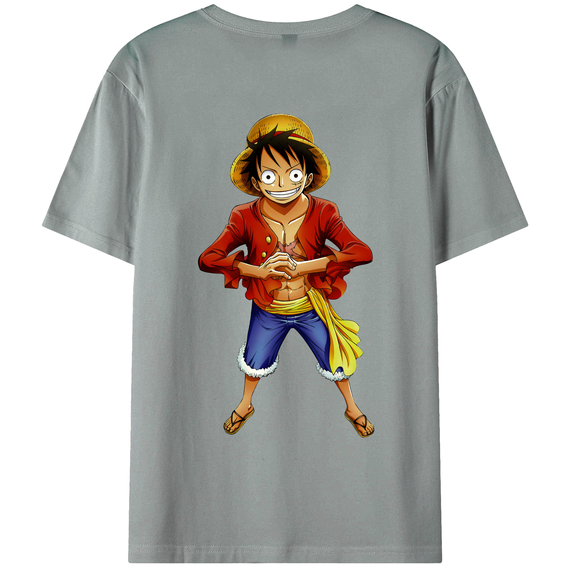 ワンピース モンキー・D・ルフィ ONE PIECE Monkey D. Luffy 綿100％ メンズ半袖Tシャツ（バックプリント） 通気性